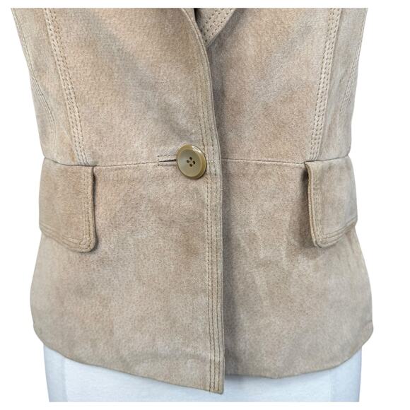 Colebrook Classics Genuine Leather Suede Camel Tan Collared Jacket Size Small - Picture 3 of 16